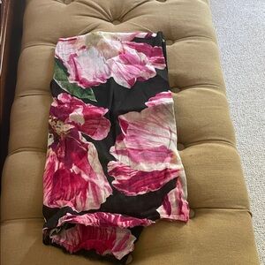 American Eagle Outfitters Black Scarf with Pink Floral Pattern